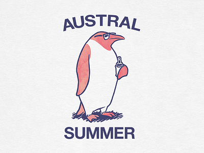 Austral Summer design illustration penguin south summer sun burn t shirt tan