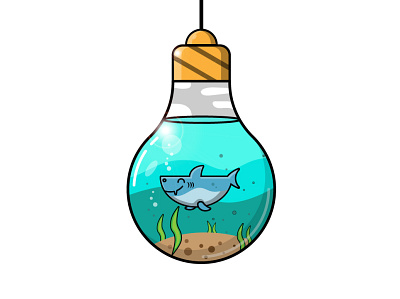 the trapped shark art creative flat desig icon illustration illustrator lighting nature sea shark ui ux victor art