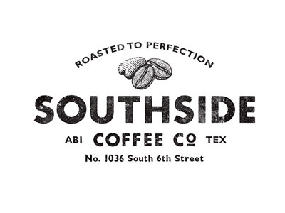 Southside Coffee Co abilene brand coffee coffee bean illustration logo roasted roaster scratchboard texas texture typography