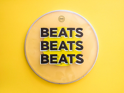 BEATS drumhead lettering painted