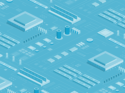 Isometric Electronics Board Illustration