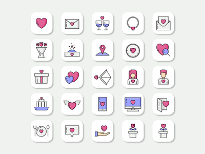 Love Season Icon Pack flat icon icon design icon set illustration lovely minimal ui vector