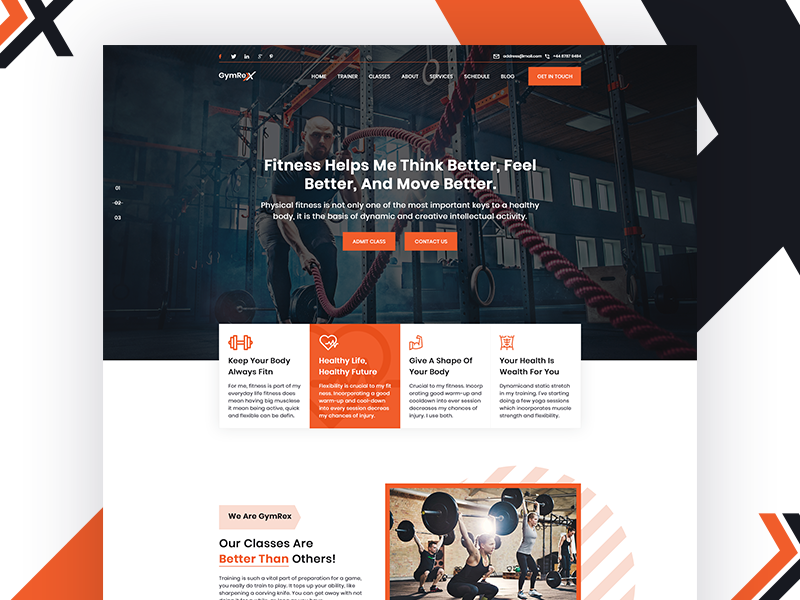 Gym Website design fitness gym design concept gym psd template gym psd gym theme gym website gym website ux vector typography design ui psd template psd landing page ui branding landingpage envato colorful