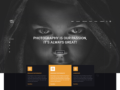 Photography website hero banner design black blog design blogger branding design envato landing page ui landingpage photography photography template photography website psd psd template saas landing page template typography ui ux web website