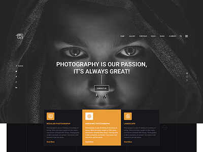 Photography website hero banner design