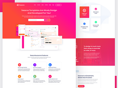 Sass Landing page Design branding colorful design envato landing page ui landingpage psd template saas landing page ui website