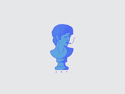 BUST art bust clean david flat illustration lines sculpture simple smoking statue