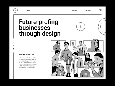 Design Team business design design team grayscale header header illustration illustration line lineart teamwork ui vintage website design