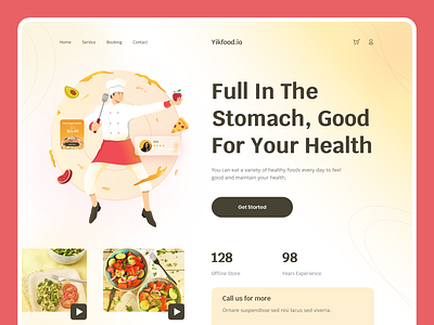Yikfood.io - Healthy Food 🥗 branding design flat food food and drink graphic design header healthy illustration landing page pizza ui ui ux ux vector web design