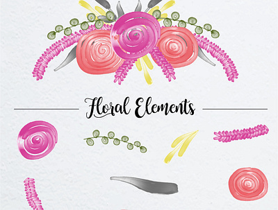 Floral Elements for decoration 03 decor decoration decorative decorative elements elements flora floral flower greenery leafs nature watercolor watercolor floral