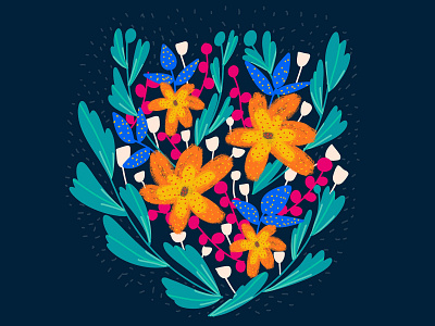 Easy Bright Floral Illustration in Procreate | iPad Art branding decor decoration decorative design floral flower illustration logo vector