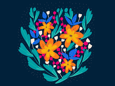 Easy Bright Floral Illustration in Procreate | iPad Art