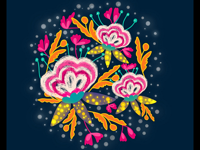 Easy Bright Floral illustration 2 in Procreate | iPad Pro