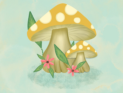 Easy Mushroom Illustration in Procreate | iPad Art cute illustration decor decorative elements greenery illustration illustrator logo mushroom nature watercolor