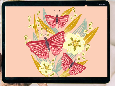 Flowers with Butterflies STEP by STEP Procreate Painting | iPad