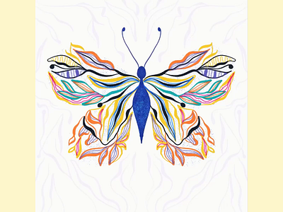Colorful Butterfly Illustration butterfly butterfly logo composition decor decorative decorative elements design digital illustration digital painting illustration illustrator leaves nature unique design unique logo