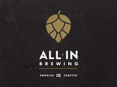 All In Brewing beer brewery brewing charcoal crafted flag gold hop hops icon logo swedish