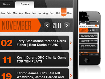 BIL app basketball dates events iphone ui user interface