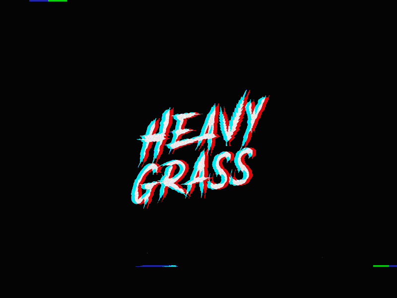 Heavy Grass logo cannabis distortion glitch handwritten heavy rock identity logo stacked vhs
