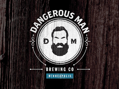Dangerous Man Brewing Co. logo beard beer branding brewery dangerous logo man ornate vector white
