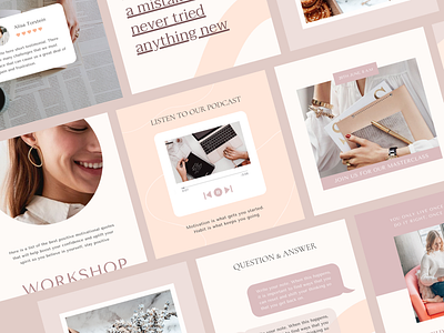 Blogger Instagram Template for Canva blog blogger canva template coach design feminine instagram instagram post instagram template pink podcaster social media social media template template