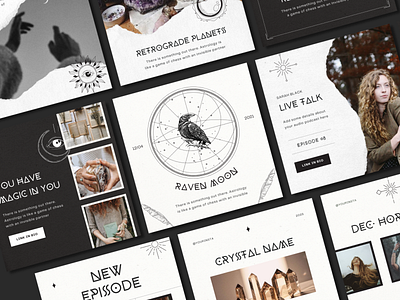 Mystical Instagram Creator Canva astrology black and white blog blogger canva template coach design instagram instagram post instagram template mystic social media social media template spiritual tarot template wellness witch zodiac