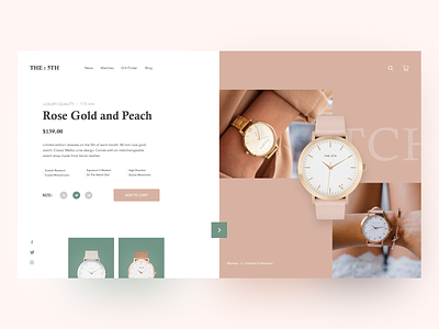 Homepage for THE:5TH watch clean design ecommerce product shop ui ux watch watches web website