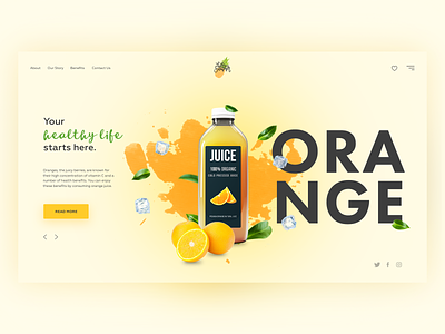Orange Fruit Juice concept. V1 clean concept creativity daily design juice landing orange ui web website