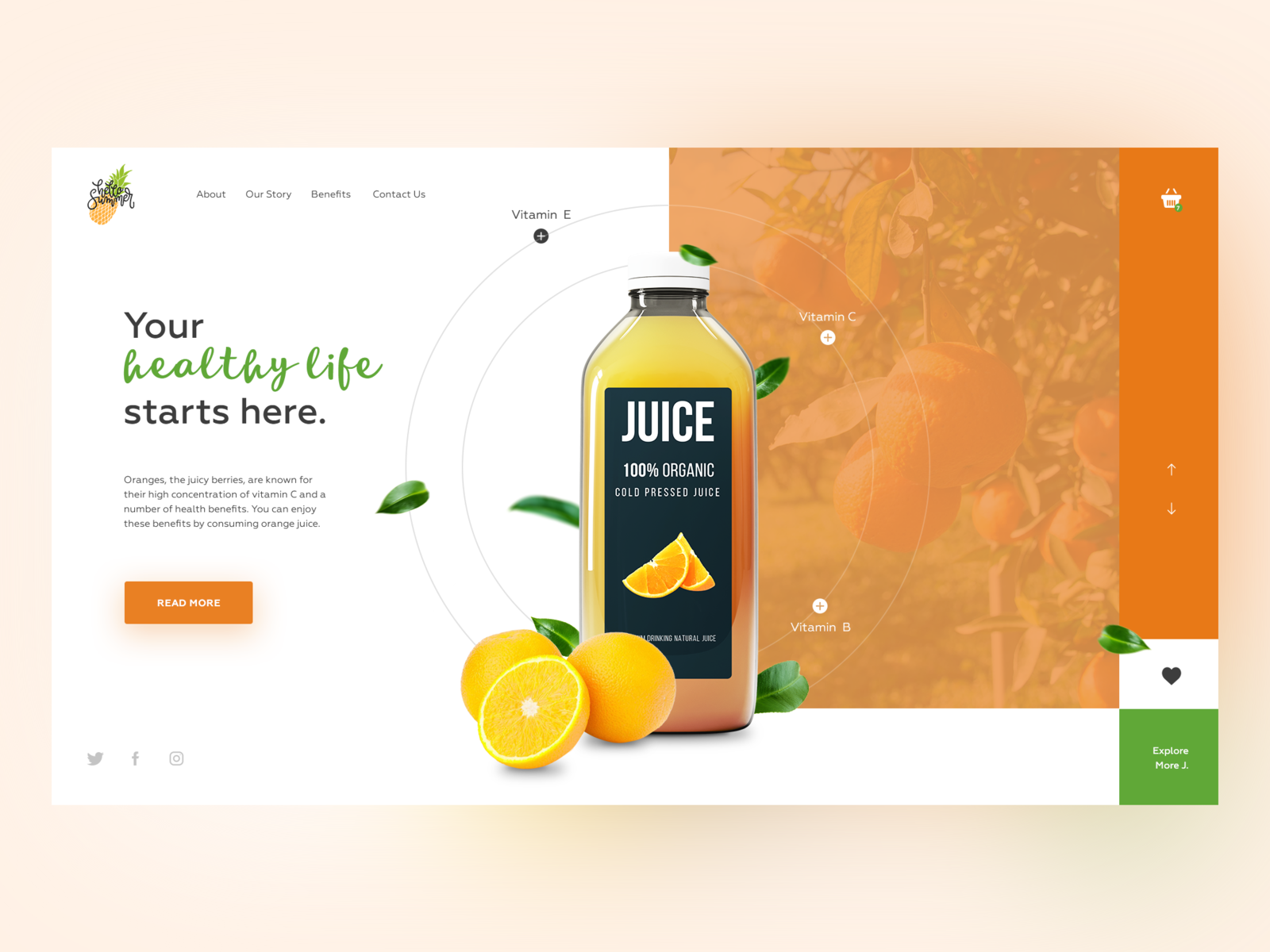 Orange Fruit Juice concept. V2 by Veronika Yeremenko on Dribbble