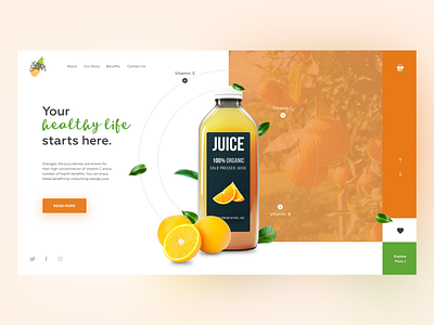 Orange Fruit Juice concept. V2 clean concept creativity daily design juice landing orange ui ux web website