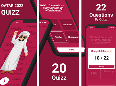 Hayya - Qatar WC 2022 Quiz Game 🏆⚽️ mobile app mobile app design mobile design mobile ui ui uidesign