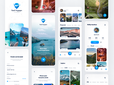 Vast Voyegs - Travel Blog App adventures destination app explore materialdesign mobile app design screen design tour app tourism tourism app travel travel app travel blog app travel mobile app travelling app trip uidesign uiux design vacation