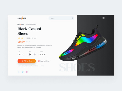 Shoes Store - Product Card ecommerce fashion footwear homepage landing page materialdesign minimal nike online shopping online store shoe store shoes store uidesign uxdesign web design website