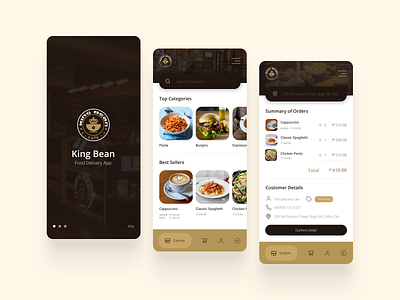 King Bean Cafe Delivery App Mock-up Design app branding design design system figma logo minimal typography ui ux webdesign