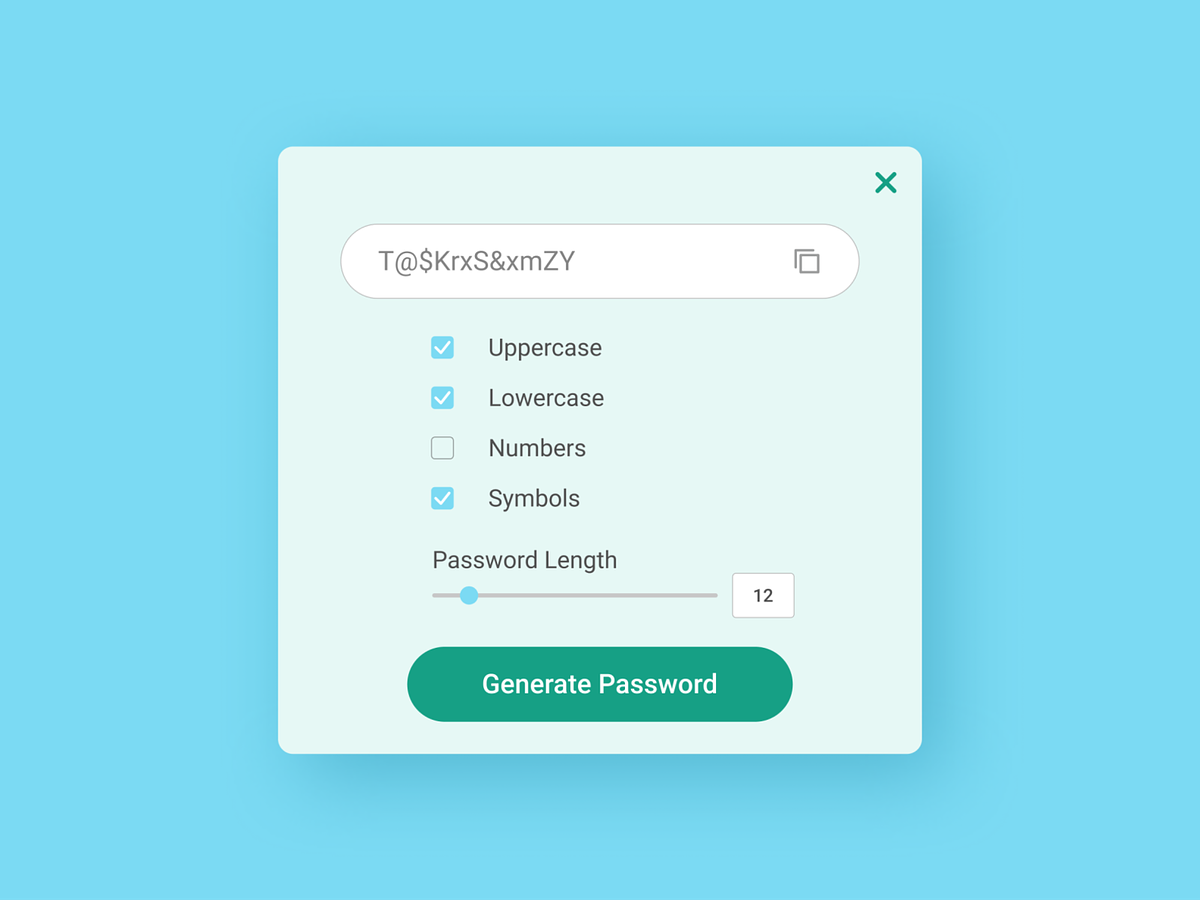 Design for password generator from Dribbble