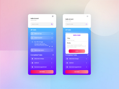 Tasks App UI app glassmorphism tasks