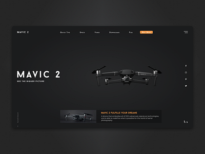 Dji Mavic 2 dron branding design dron entertainment figma fly information layout promo shot ui ux web web website