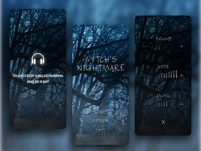 Horror game mobile "Witchs Hightmare" design figma game games horror interface loading bar main mobile app mobile games option screen ui ux