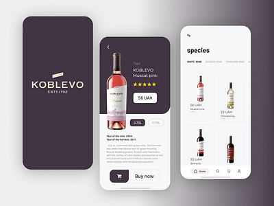 App KOBLEVO 1792 | Wine species | alcohol app brending design interface mobile mobile app mobile design ui ux web wine