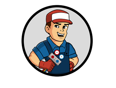 Mascot / Character Logo graphic handyman heating hvac logo mascot services