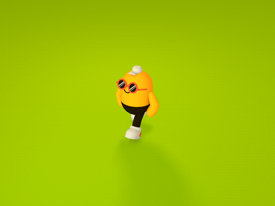 Yellow Friend 3d animation character walk