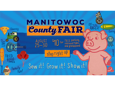Manitowoc County Fair cartoon fair illustration layout logo pig