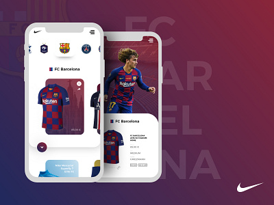 Més que un club ! adobe xd app ecommerce fc barcelona football gradient griezmann interface iphone x liga nike shirt shop soccer ui ui design webdesign