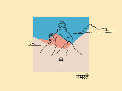 Namaste asian colors illustration mindfulness mountain namaste nepal peace pen zen