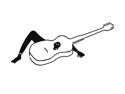 StuckInMusic blackandwhite guitar illustration minimal music pen sound