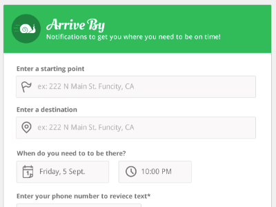 Arrive By arrival design forms green web app