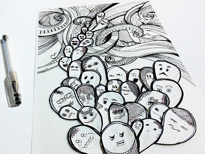 Façades of Life illustration ink paper pen