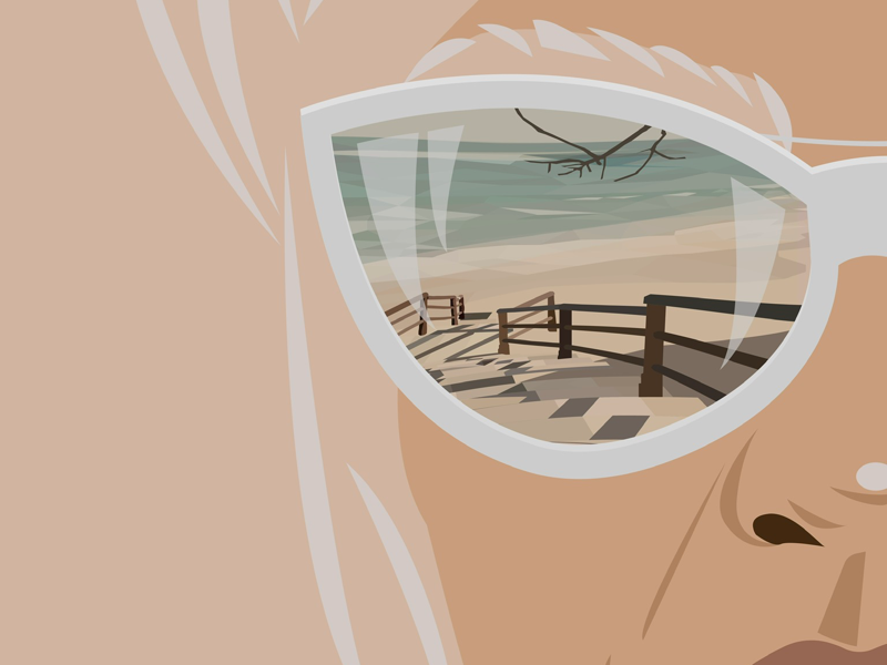 By the sea design illustration vector lowpoly