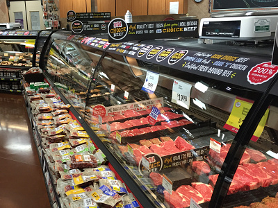 Martin's Butcher Case Signage Installation butcher butcher shoppe butchery case case divider fresh grocery meat retail signage vinyl wrap