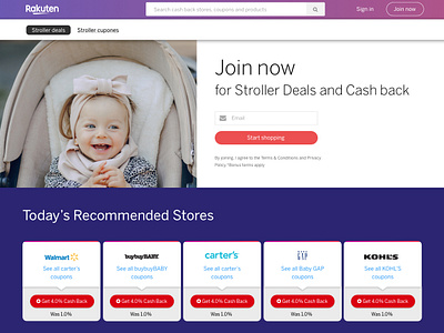 Rakuten category landing page landing page mockup ui